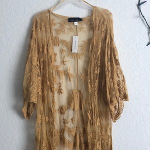 NWT Golden Yellow Lace Maxi Cardigan